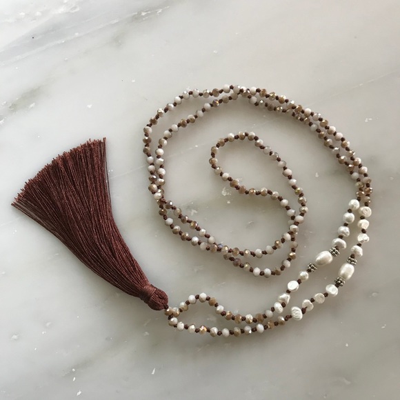Tassel necklace with fresh water pearl - Picture 1 of 3